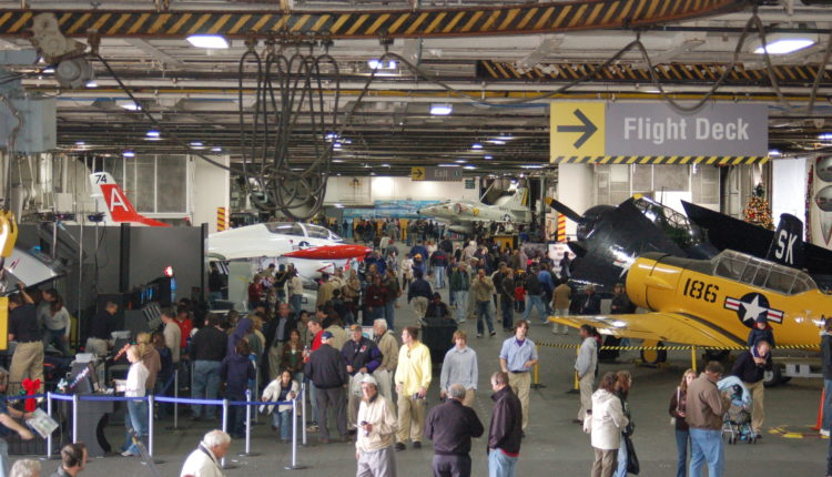 Busy USS Midway Hangar Deck